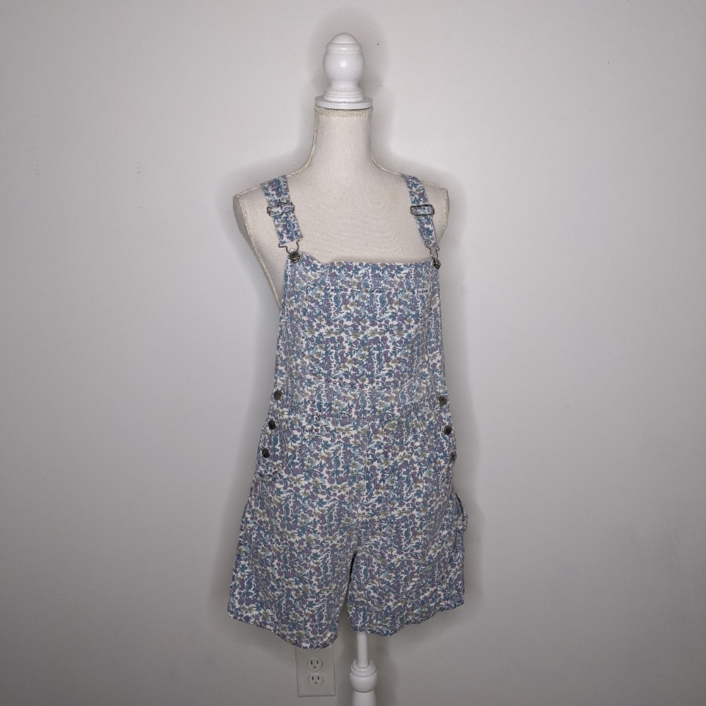 RARE Vintage Bonjour Floral Print Overall Shorts Large